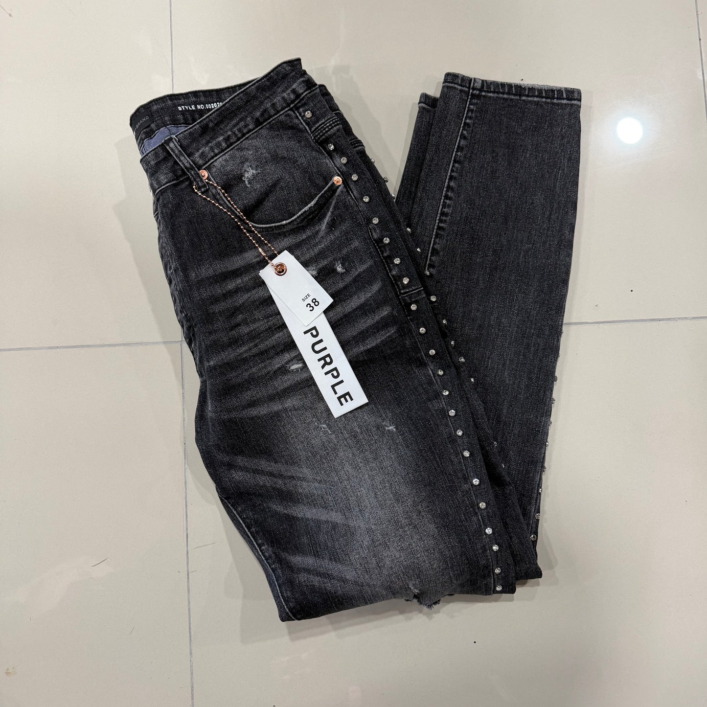 Purple Jeans Negro con Brillo Lateral