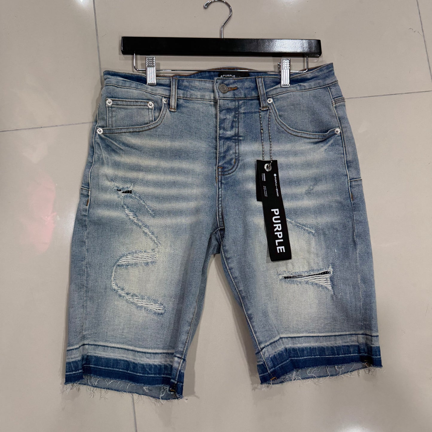 Purple Short Azul Ripped
