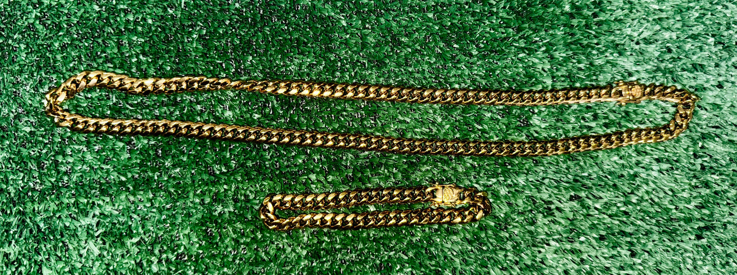 Set Cadena Con Pulsera Baño 18k