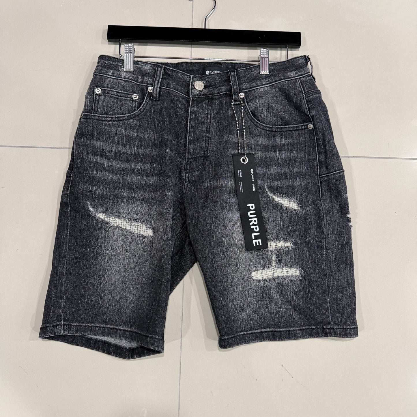 Purple Short Negro Ripped