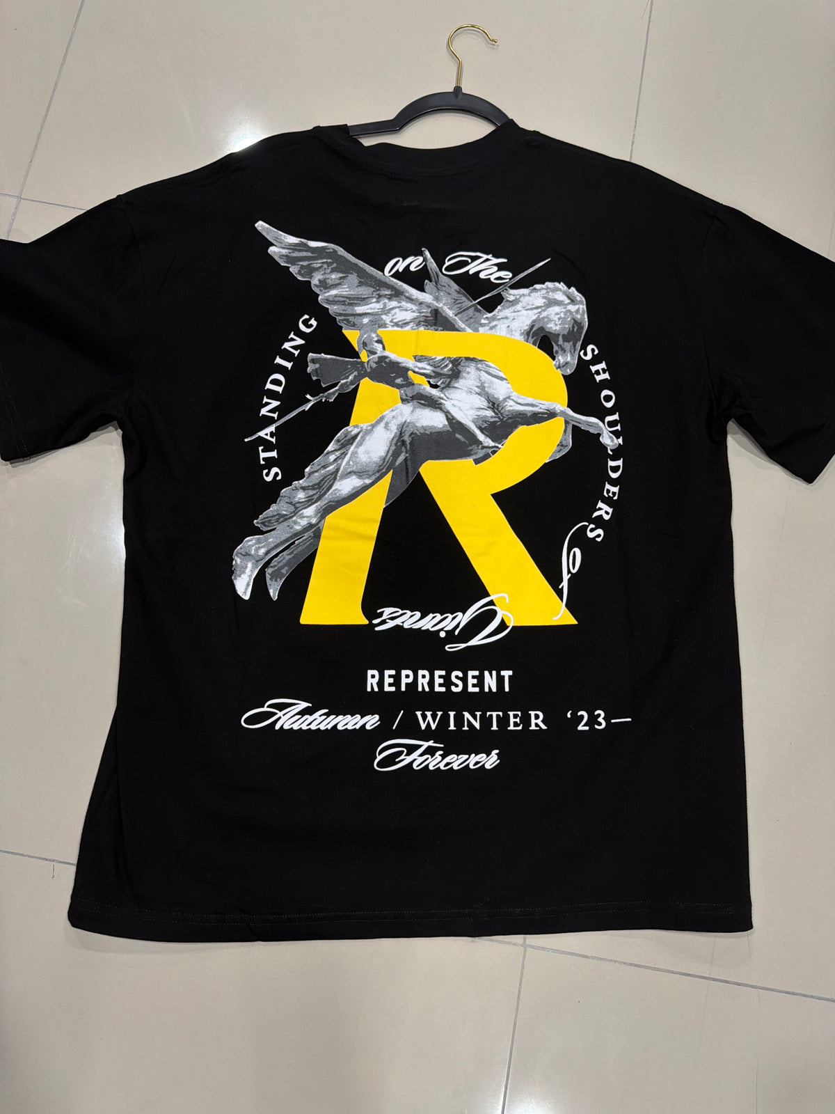 Represent black yellow
