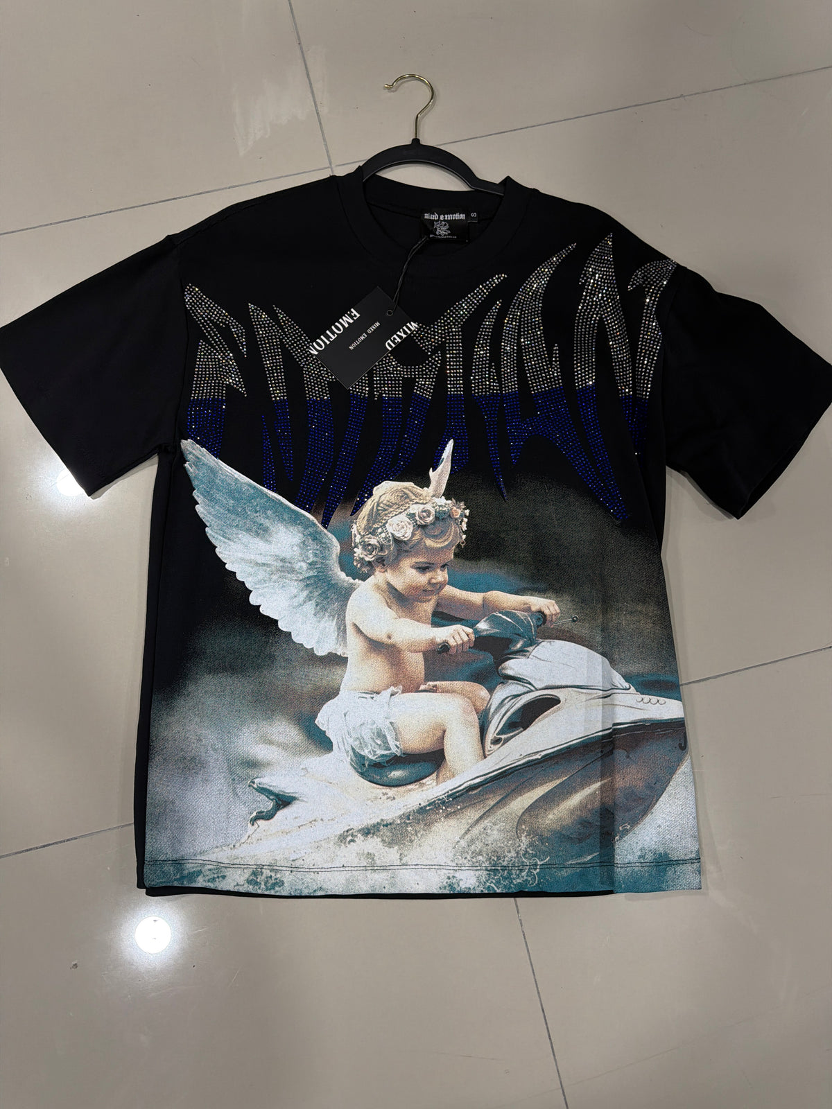 Mixed emotion negra azul brillo