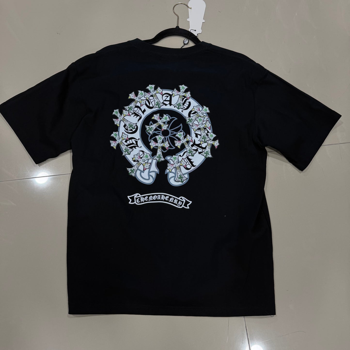 Camisa Chrome Hearts Negra con cruces estampadas